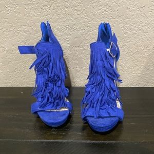 Charlotte Russe Royal Blue feathered heels